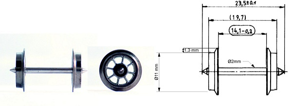 Roco 6562 Exchange spoked wheel set for AC operation