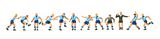 Preiser 10756 Soccer Team And Referee Light Blue Shirts Dark Blue Shorts