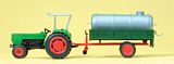 Preiser 17937 Farm tractor DEUTZ D 6206 with manure tank on trailer