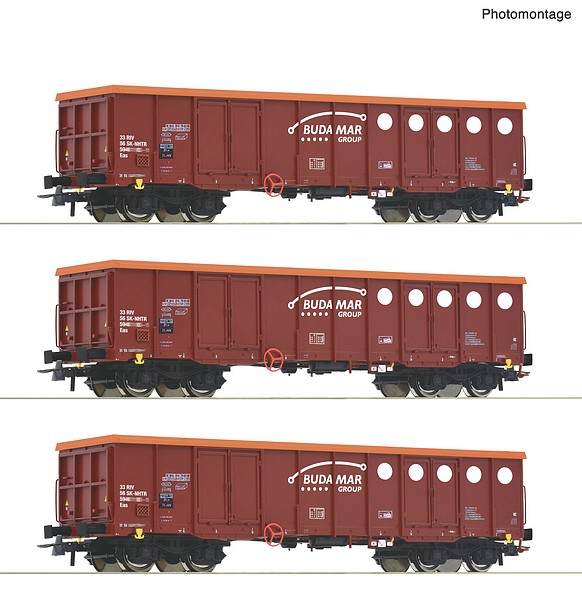 Roco 6600087 3 Piece Set Open Freight Wagons Budamar DC