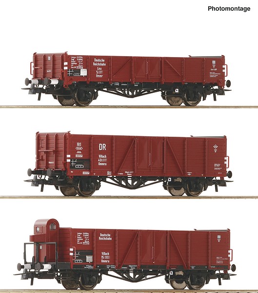 Roco 6600102 3 Piece Set Open Freight Wagons DRB DC
