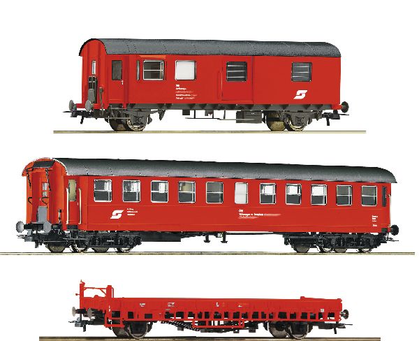 Roco 76050 3 Piece Set Construction-maintenance Train Wagons DB