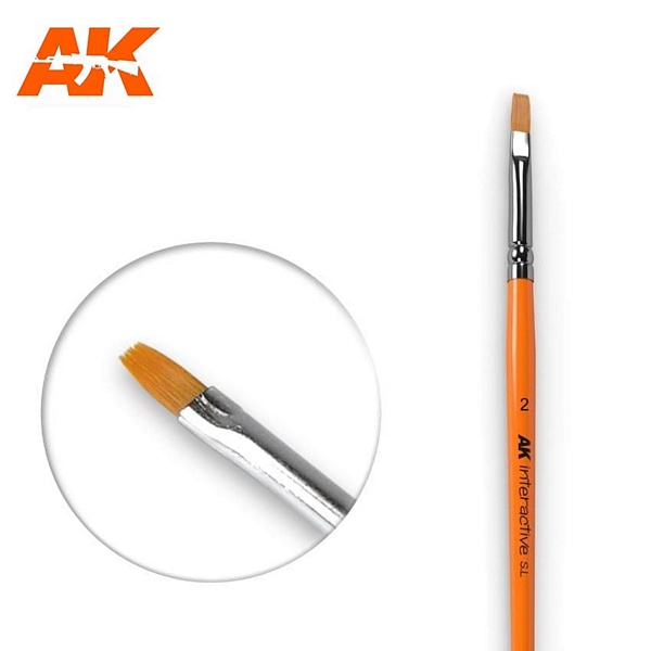 AK Interactive 609 Flat Brush 2 Synthetic