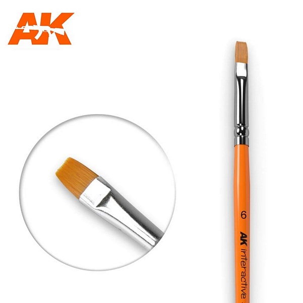 AK Interactive 611 Flat Brush 6 Synthetic