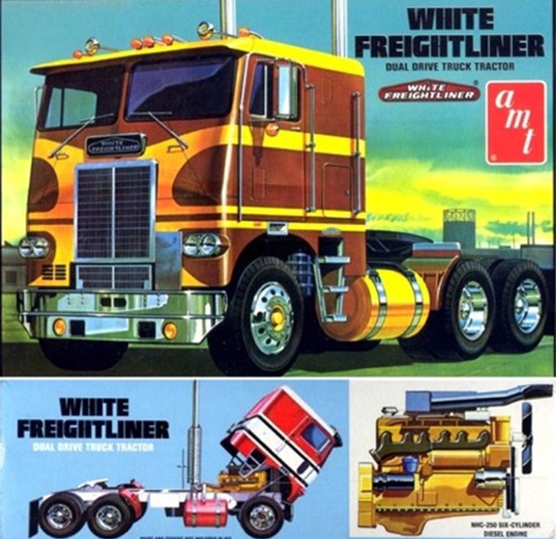AMT White Freightliner Dual Drive Cabover Tractor model kit 1//25 New!