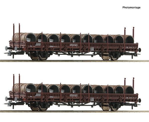 Roco 6600120 2 Piece Set Swivel-Type Stake Wagons OBB DC