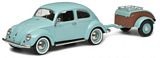 Schuco 450269900 VW Kafer Ovali with Trailer Westfalia Turquoise