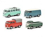 Schuco 450368900 Set VW T1b VW T1b Samba Box Van Twin Cabin and Pick-up