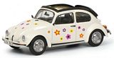 Schuco 450389600 VW Kafer Open Air Blumen-Dekor White