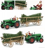 Schuco 450782300 Deutz F3 with hay trailer and christmas tree Santa Claus reindeer