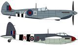 Hasegawa 02096 Spitfire MK VII and Mosquito MK VI Combo