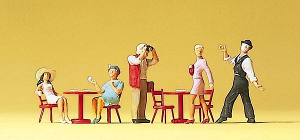 Preiser 10348 Pantomimist guests in a street cafe