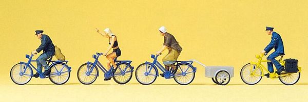 Preiser 10507 Cyclists bicycle trailer