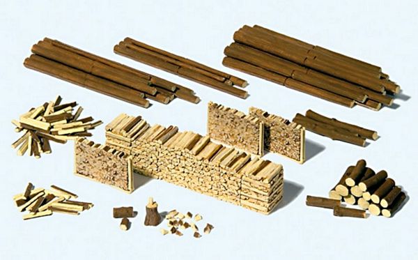 Preiser 17609 strains logs woodpile