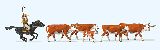Preiser 10159 Longhorn Cattle Cowboy on Horseback