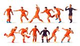Preiser 10761 Soccer Team And Referee Orange Shirts And Shorts