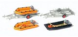 Preiser 17312 3 Rubber Dinghys 2 Trailers