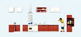 Preiser 10646 Mother cooking Kitchen furniture