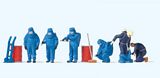 Preiser 10729 Firemen with Blue Chemical Resistant Suits