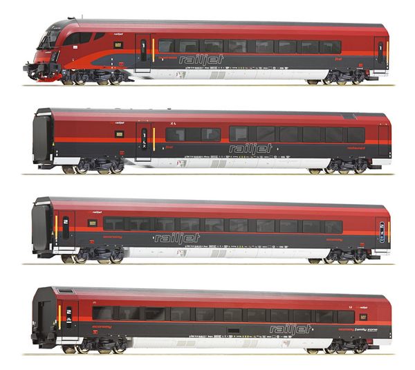 Roco 74038 Gauge H0 Set of 4 Railjets of the ÖBB DCC