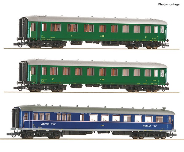 Roco 6200036 3 Piece Set 1 Express Train Coaches CSD DC