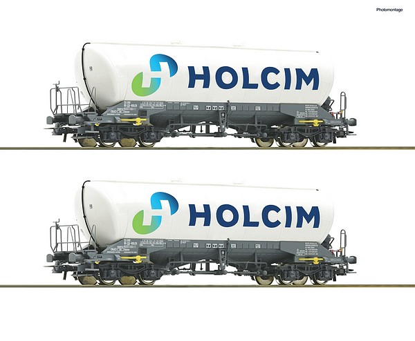 Roco 6600051 2 Piece Set Silo Wagon Holcim DC