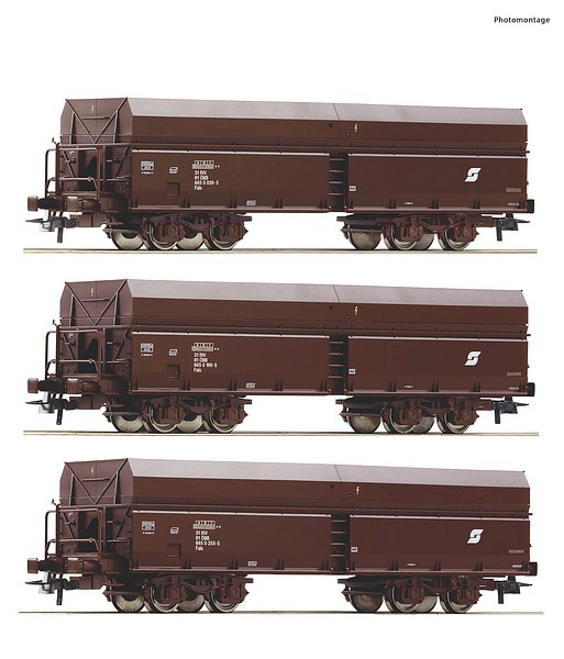 Roco 6600071 3 Piece Set Self-Unloading Wagons OBB DC