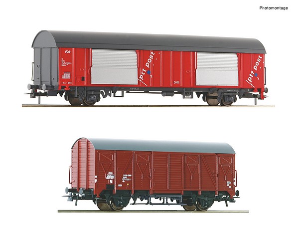 Roco 6600074 2 Piece Set Mail Wagons NS DC