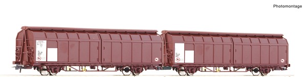 Roco 6600096 Sliding Wall Wagon Double Unit PKP Cargo DC