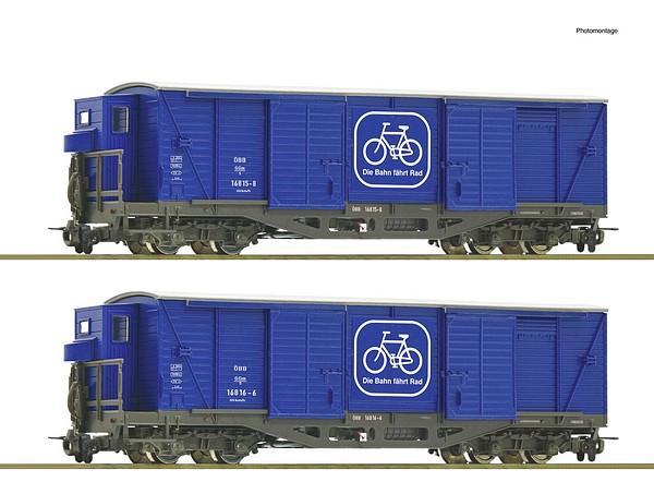 Roco 6640003 2 Piece Set Bicycle Transport Wagon OBB DC