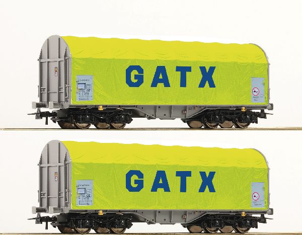 Roco 76055 2 Piece Set Slide Tarpaulin Wagons GATX