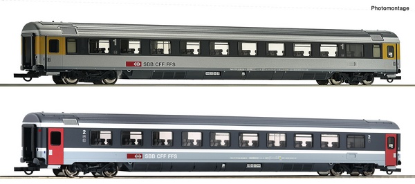 Roco 74023 2 piece set 3 EuroCity coaches EC 7 SBB