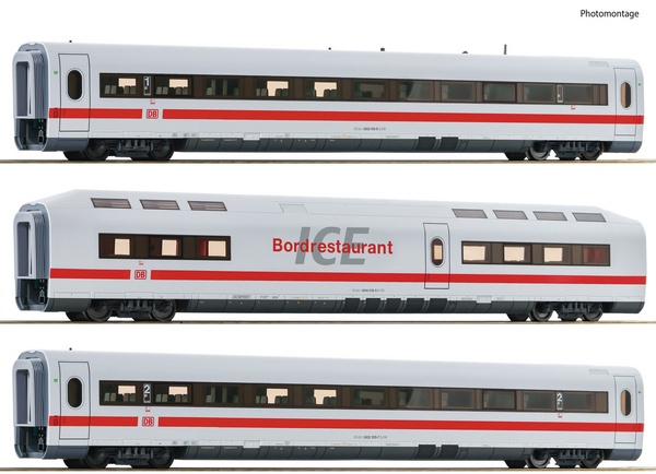 Roco 74028 3 piece set 1 Intermediate coaches ICE 1 DB AG