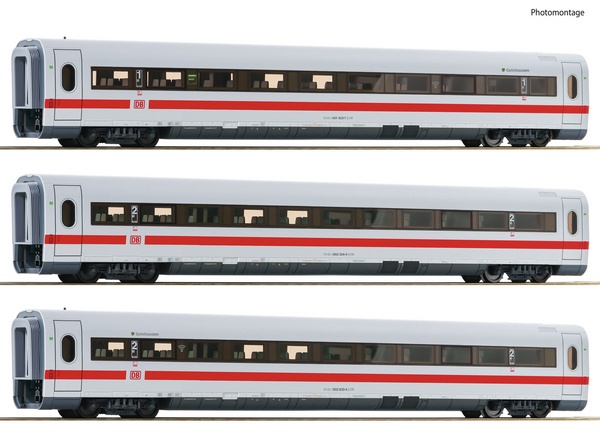 Roco 74029 3 piece set 2 Intermediate coaches ICE 1 DB AG