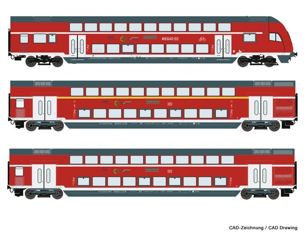 Roco 74147 3 piece set Double deck coaches