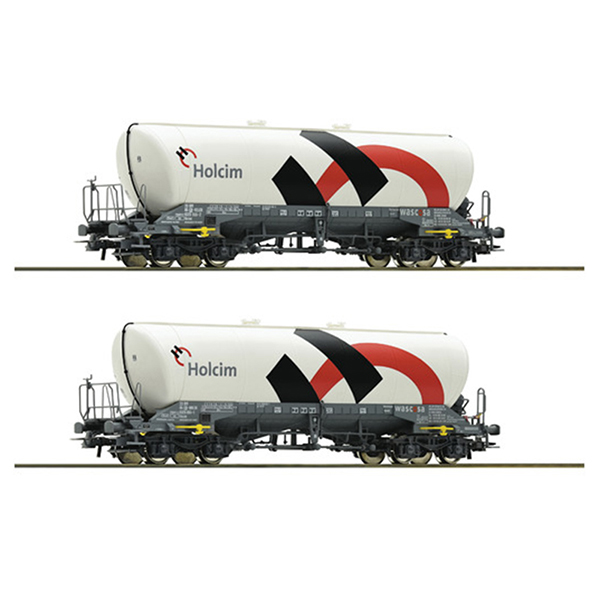 Roco 76138 2 piece set Silo wagons Wascosa-Holcim