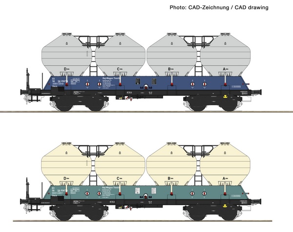 Roco 77003 2 piece set Silo wagons ZSSK