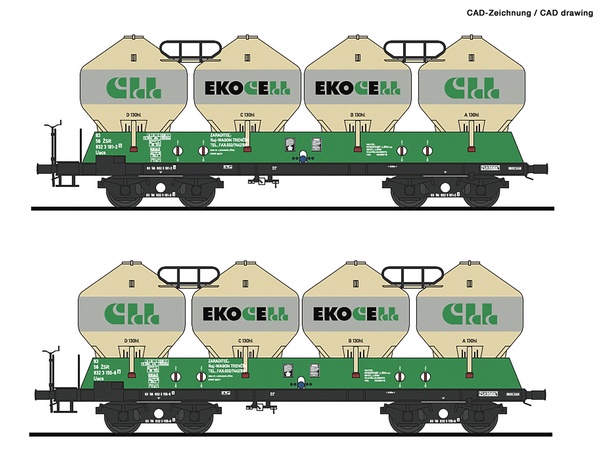 Roco 77006 2-piece set: Silo wagons, ZSSK