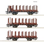 Roco 6600041 3 Piece Set Stake Wagons DRG DC