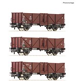 Roco 6600075 3 Piece Set Open Freight Wagons DB DC