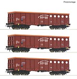 Roco 6600087 3 Piece Set Open Freight Wagons Budamar DC