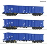 Roco 6600100 3 Piece Set Open Freight Wagons PKP Cargo DC