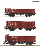 Roco 6600102 3 Piece Set Open Freight Wagons DRB DC