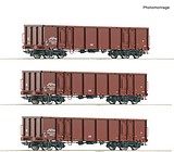 Roco 6600103 3 Piece Set Open Freight Wagons DR DC