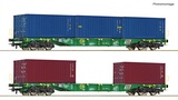 Roco 76007 2 piece set Container carrier wagons StB