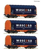 Roco 76009 3 piece set Sliding tarpaulin wagons Wascosa
