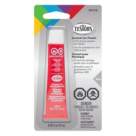 Testors 281218 Plastic Cement Gray Carded