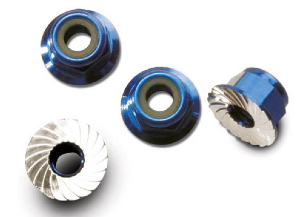 Traxxas 1747R Blue-Anodized Flanged Nuts