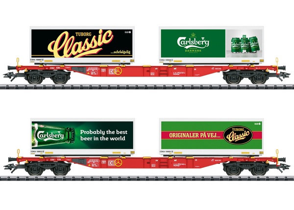 Trix 24509 Carlsberg and Tuborg Container Transport Car Set